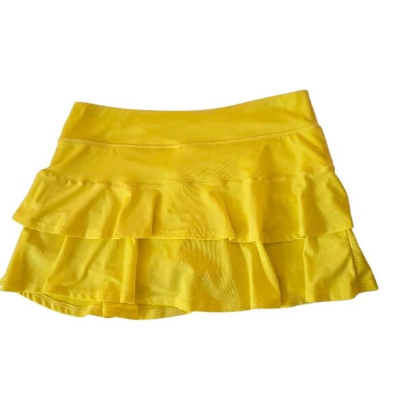 Lija Womens Yellow Ruffle Layered Tennis Pickleball Athletic Skort Size Medium - Picture 2 of 9
